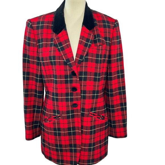 Vintage Pendleton Womens Tartan Plaid Blazer Jacket Sz M 100% Virgin Wool Lined - Picture 1 of 13
